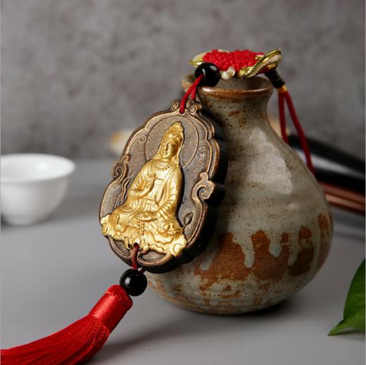 【汽车配饰】*汽车挂件 车内装饰用品观音汽车挂饰炭雕车挂工艺品 商品图0