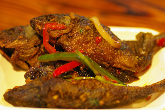 广西传统名菜全州黄焖禾花鱼