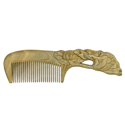 【一叶青莲】绿檀木梳，一把会滋养头发的梳子，天然檀木油脂润发细无声。 商品图5