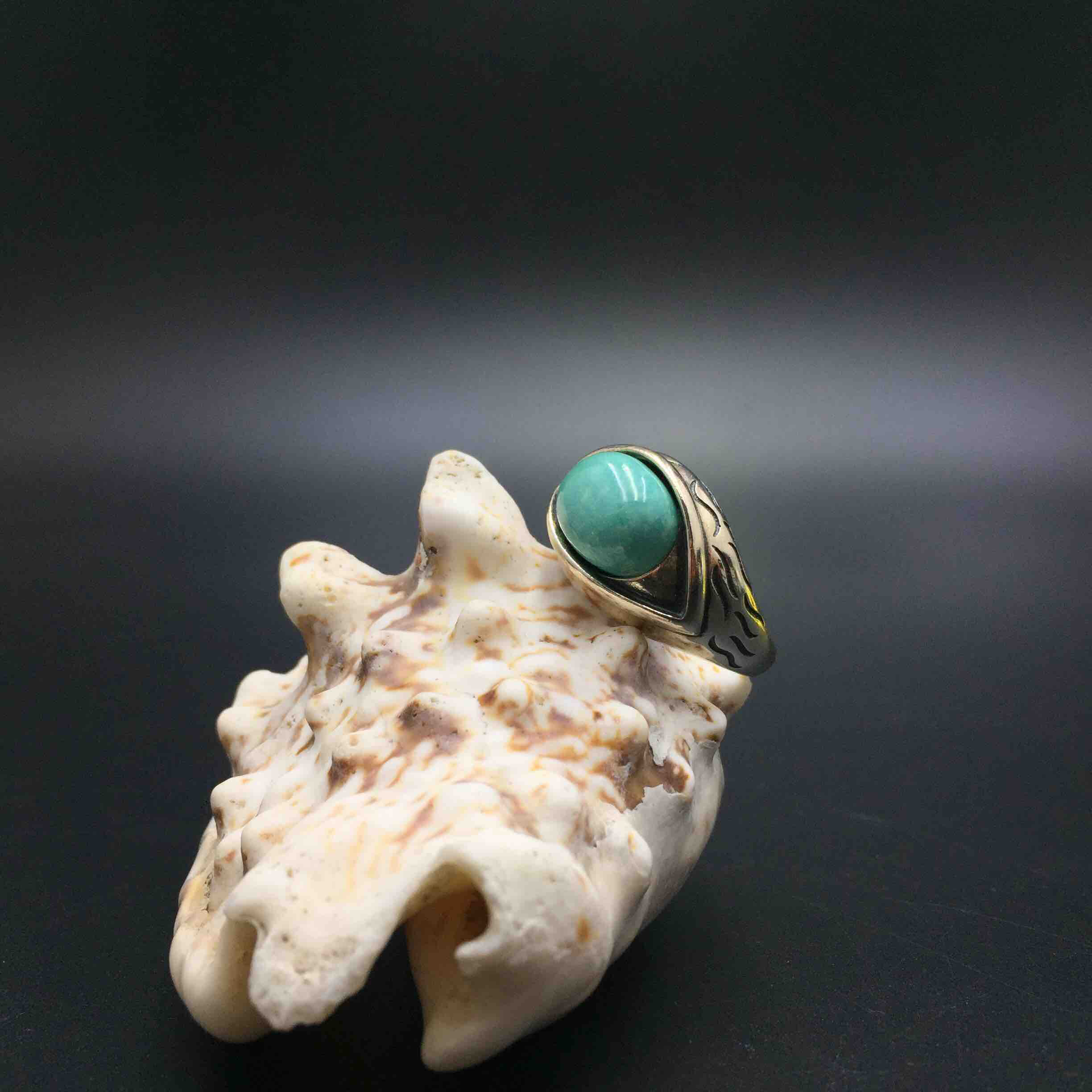 925银镶嵌原矿高瓷绿松石天使之眼00戒指尺寸大小如图活口男女佩戴