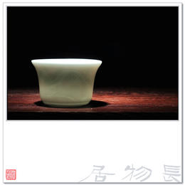 长物居 影青釉青白瓷茶杯暗刻山水马蹄杯 景德镇手工陶瓷茶具