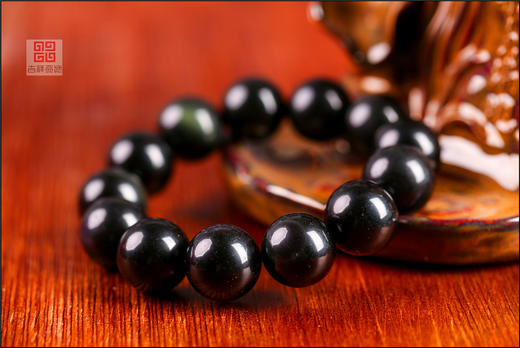 吉祥天地    天然黑曜石彩眼手链 商品图1