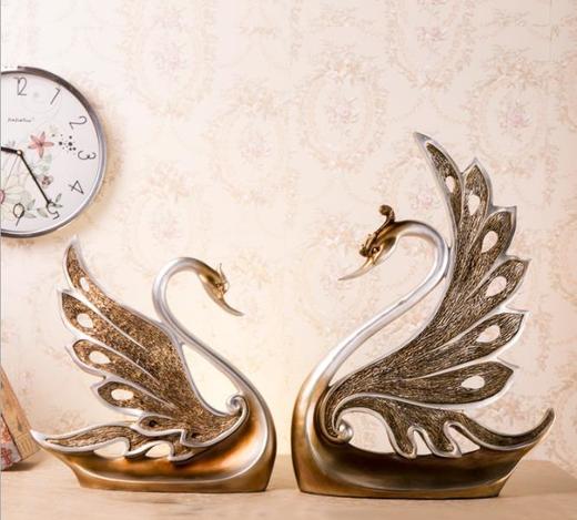 【家居摆件】。树脂工艺品欧式家居摆件结婚创意礼品情侣天鹅 商品图0