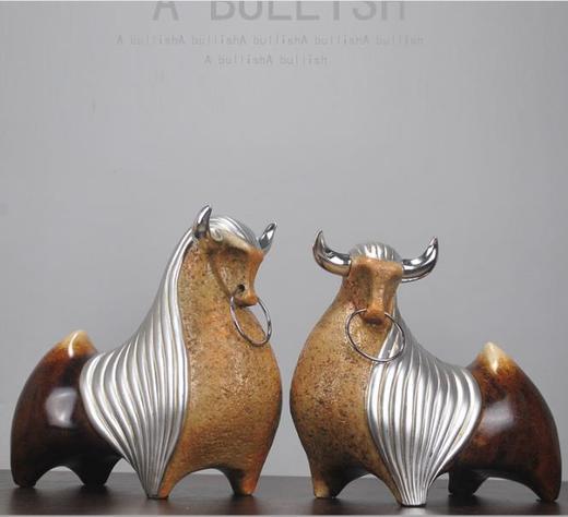 【摆件】欧式家居装饰品工艺摆件创意礼品对牛摆件 商品图0