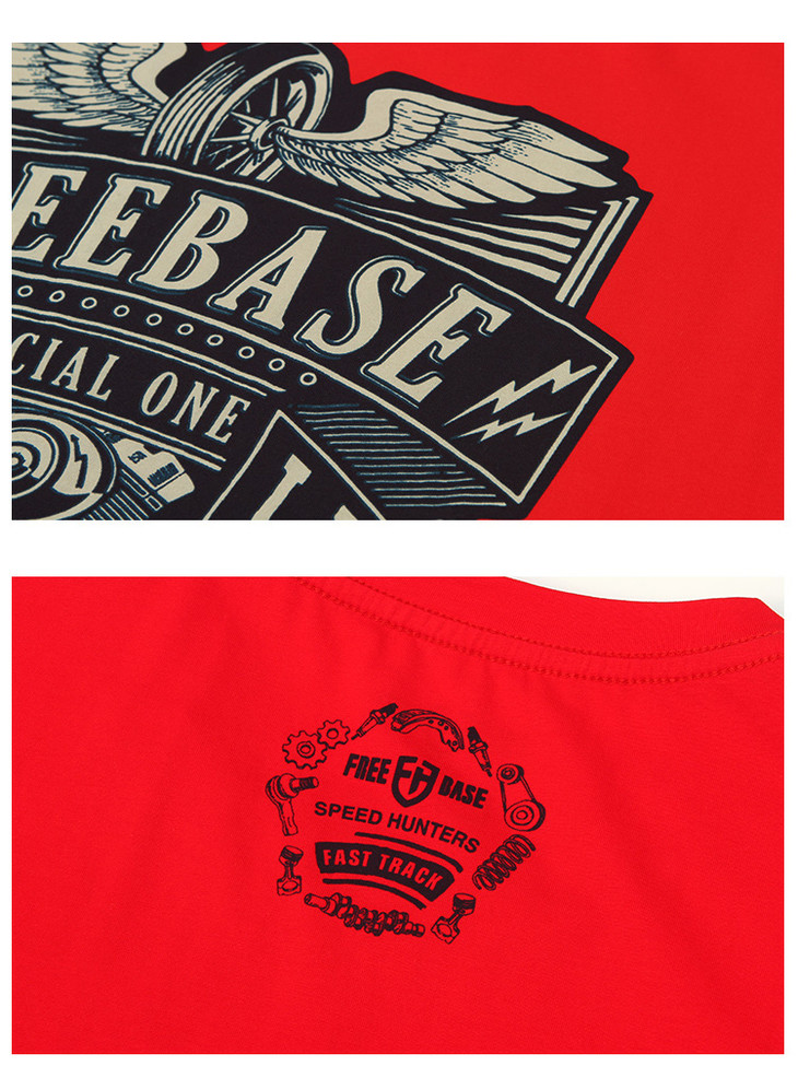 118三件越野e族机车款翅膀发动机印花复古t恤夏季新款短袖体恤透气