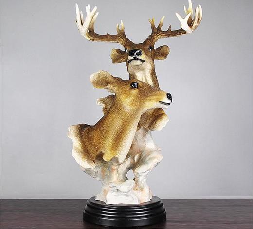 【家居摆件】。树脂工艺品欧式家居摆件结婚创意礼品情侣仿真鹿头摆件 商品图1