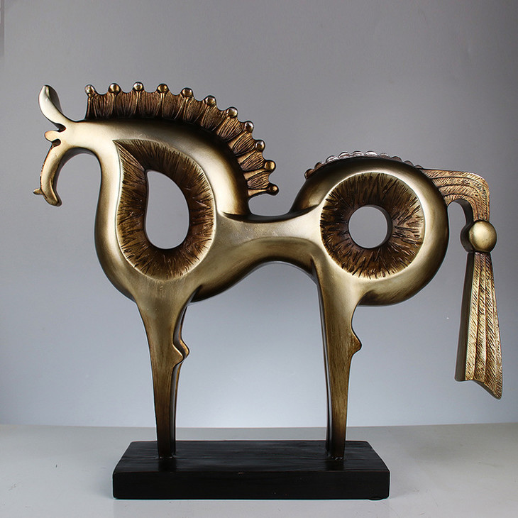 欧式抽象几何马摆件 创意树脂工艺礼品 玄关办公室摆饰