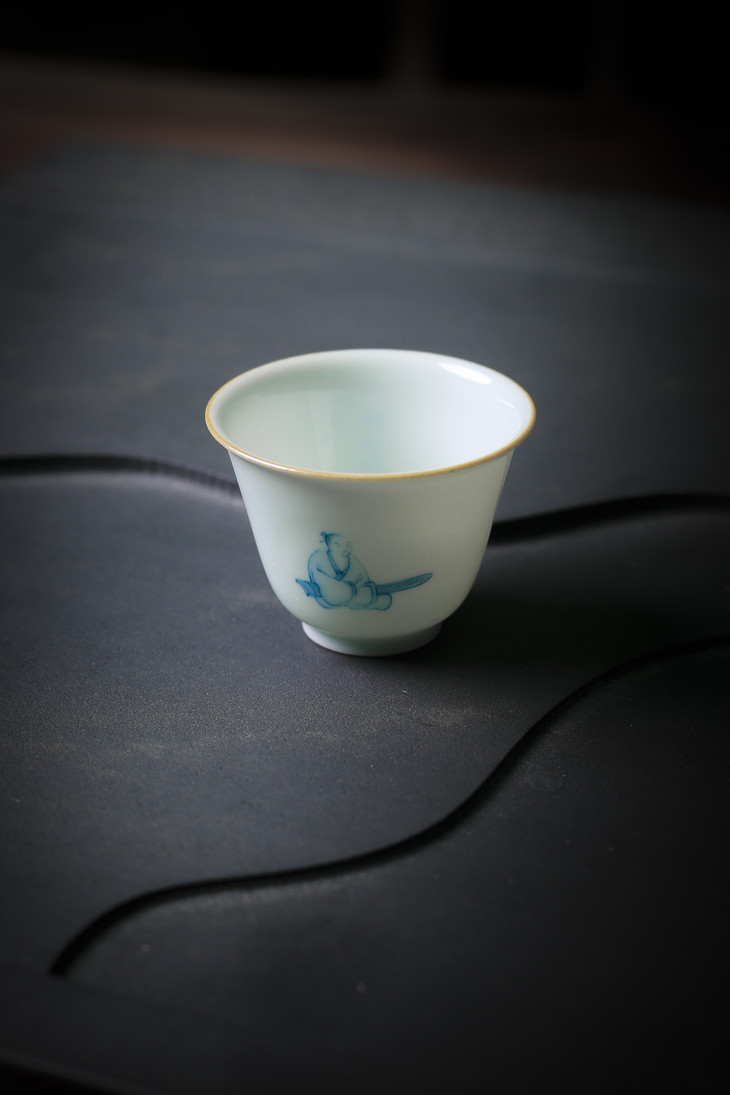 茶器青花芥子园高士杯