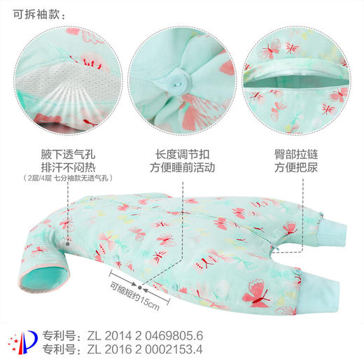 米乐鱼 纱布分腿短袖睡袋（昆虫小助手/彩蝶飞舞） 商品图2