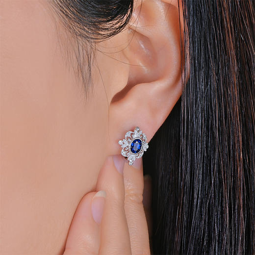 DENG HUA 天然蓝宝石钻石耳环 商品图2