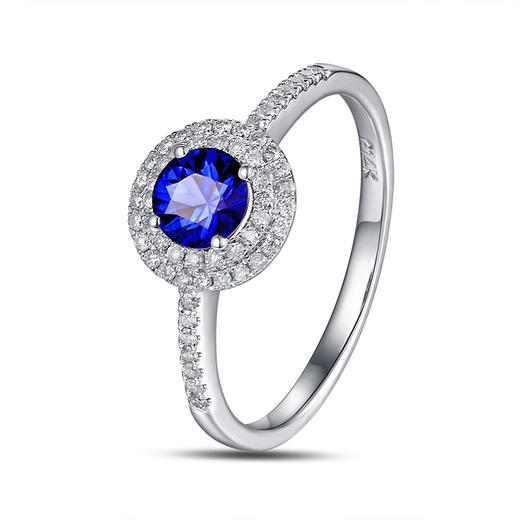 DENG HUA 天然蓝宝石钻石戒指 商品图0