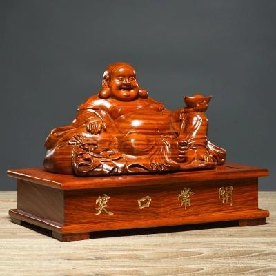 黄花梨木雕笑口常开弥勒佛像摆件坐佛笑佛供奉家居饰品红木工艺品