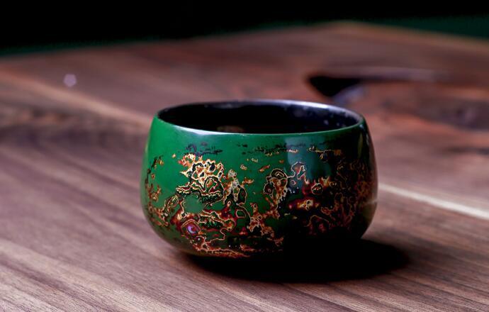 漆器大漆螺钿金刚杯绿