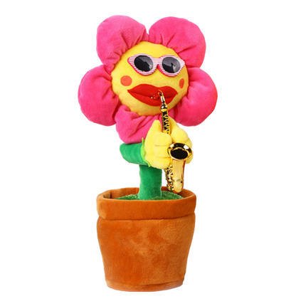 抖音同款 妖娆花搞怪太阳花会唱歌跳舞萨克斯的音乐花盆向日葵抖音同款玩具