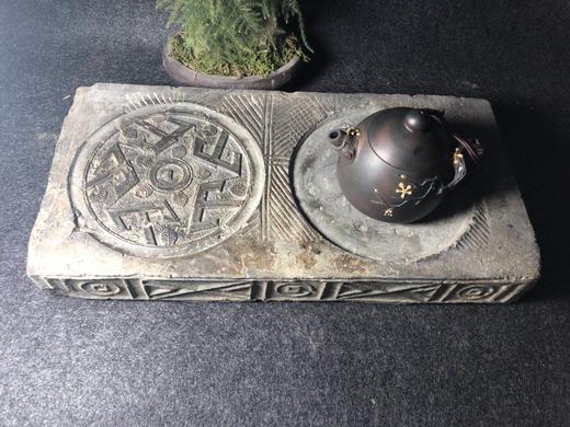 《金钱纹刻五山铜镜古砖茶台 》 商品图1