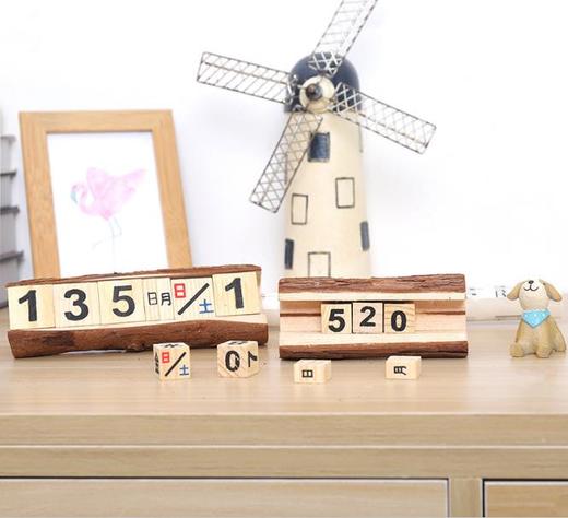 【家居摆件】*新款巨献 手动原木 万年历 手工制作 小台历 家居日用 日历 大号 商品图0