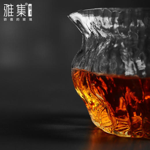 雅集玻璃公道杯分茶器高耐热核桃纹金边高硅硼日式功夫茶具茶海 商品图2