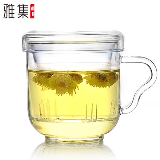 雅集芳茗杯 透明耐热玻璃杯 办公带盖过滤花茶杯 创意水杯茶杯子