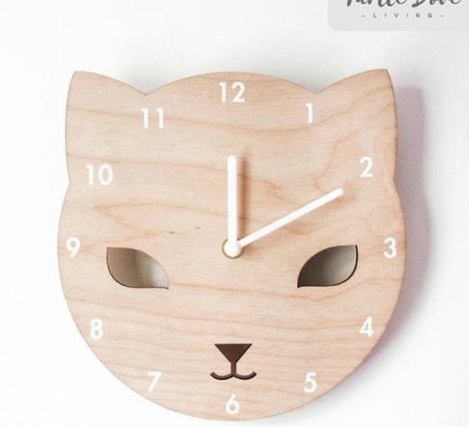 【家居摆件】北欧家居狐狸 猫咪卡通静音钟墙面装饰儿童房 商品图0