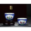 蓝地扒花粉彩开光花卉小罗汉杯5头茶具 商品缩略图1