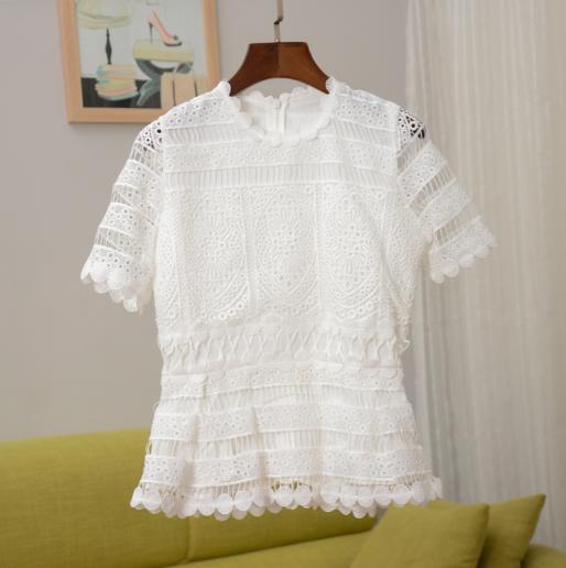 【服饰】m短袖重工蕾丝镂空上衣T恤女LOSERAY 商品图4