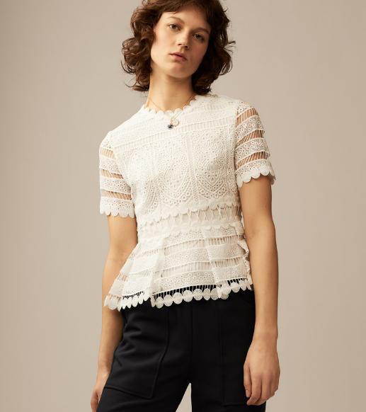 【服饰】m短袖重工蕾丝镂空上衣T恤女LOSERAY 商品图1