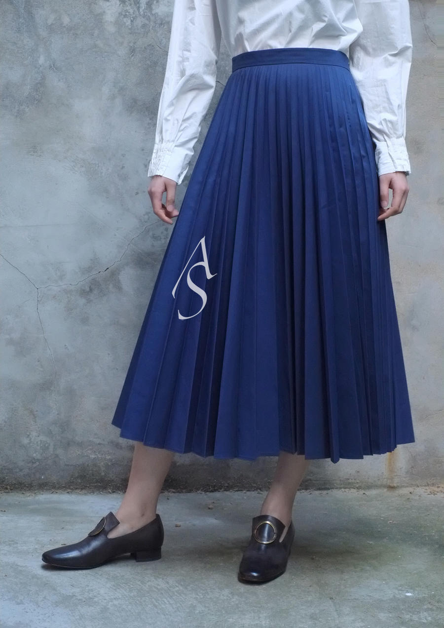 margaret howell 18ss 蓝色百褶裙