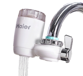 【家用电器】。海尔净水器家用自来水厨房过滤器陶瓷活性炭水龙头净水器HT101-1
