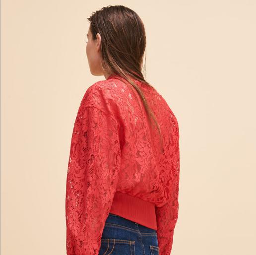 【服饰】MJ钩花镂空蕾丝棒球服夹克外套女短款 商品图4