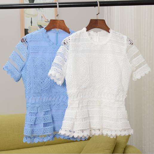 【服饰】m短袖重工蕾丝镂空上衣T恤女LOSERAY 商品图6
