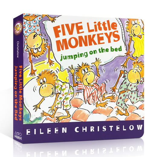 【送音频】【廖彩杏书单】Five Little Monkeys Jumping on the Bed 五只小猴子在床上跳   纸板英文绘本 商品图0