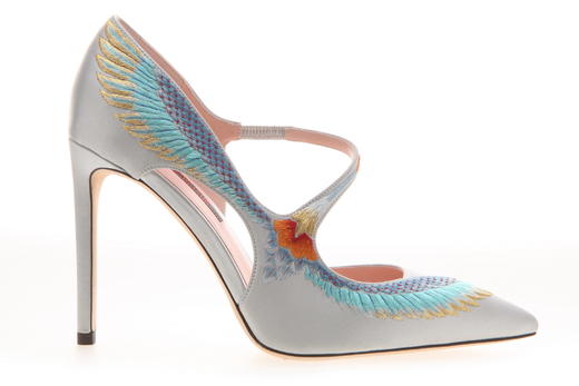 sheme  鹤鸣 新中式 丝绸 刺绣  翅膀 条带 单鞋 商品图0