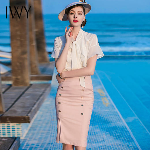 IWY/白色短袖粉色半裙套装B89+S420 商品图3