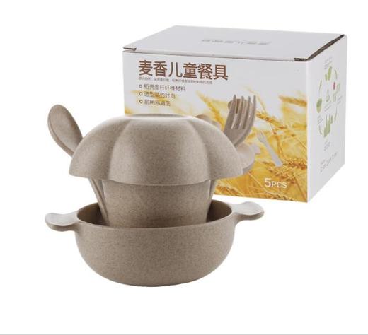 【婴幼儿餐具】小麦秸秆儿童卡通礼品餐具套装 环保耐摔双耳碗碟勺婴儿喂养餐具 商品图2