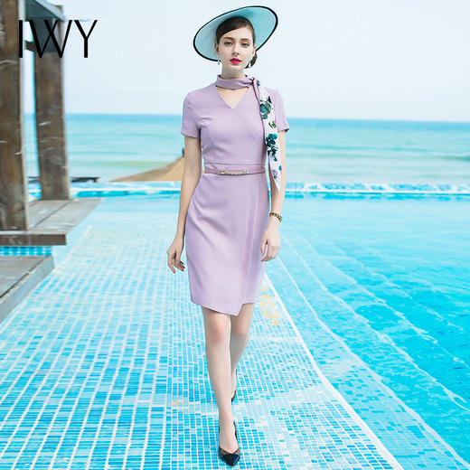 IWY/短袖紫色连衣裙Q174 商品图0