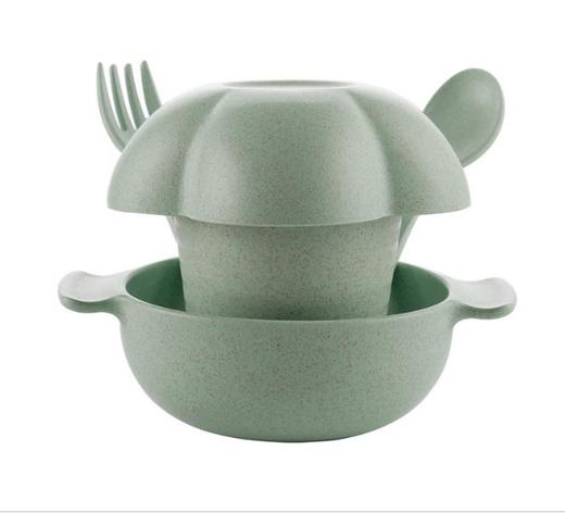 【婴幼儿餐具】小麦秸秆儿童卡通礼品餐具套装 环保耐摔双耳碗碟勺婴儿喂养餐具 商品图7