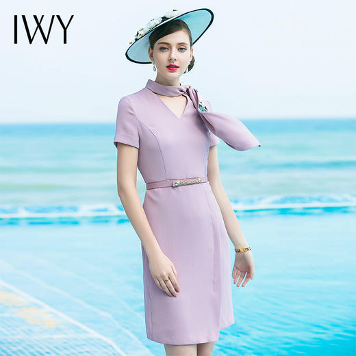 IWY/短袖紫色连衣裙Q174 商品图1