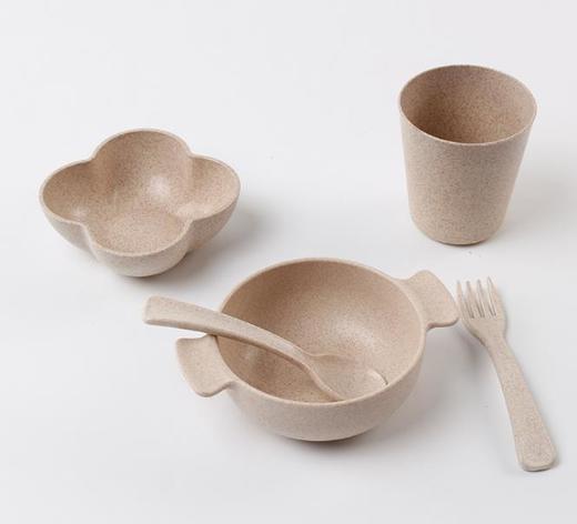 【婴幼儿餐具】小麦秸秆儿童卡通礼品餐具套装 环保耐摔双耳碗碟勺婴儿喂养餐具 商品图3