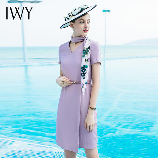 IWY/短袖紫色连衣裙Q174 商品图6