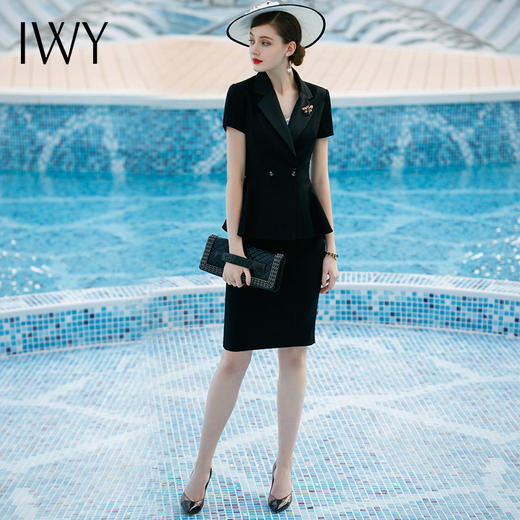 IWY/黑色短袖西装半裙套装CS411 商品图4