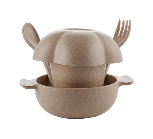 【婴幼儿餐具】小麦秸秆儿童卡通礼品餐具套装 环保耐摔双耳碗碟勺婴儿喂养餐具 商品图5