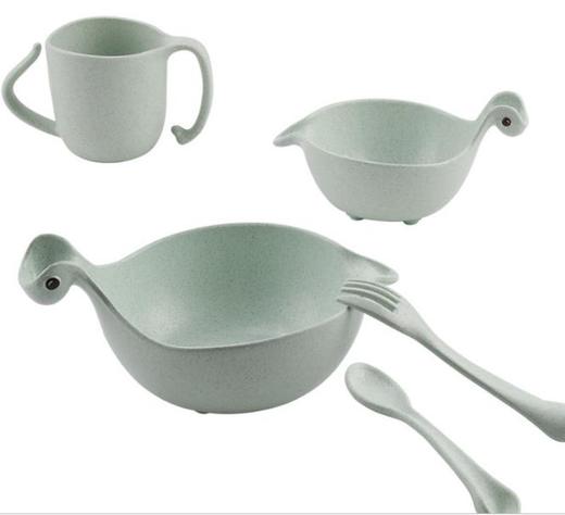 【儿童餐具】小麦秸秆儿童卡通餐具碗叉勺水壶 婴儿宝宝耐摔餐饮具套装 商品图3