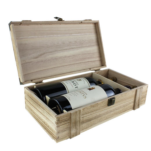 红酒木礼盒双支装 实木葡萄酒礼盒 复古2瓶装红酒木盒 商品图2