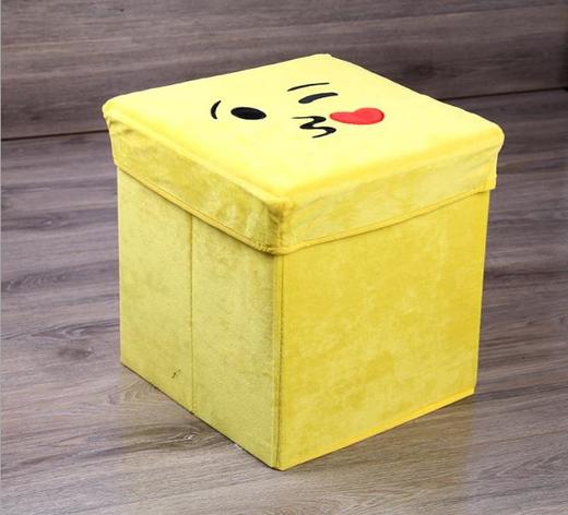 【居家日用】卡通笑脸高仿绒布八角凳 折叠储物凳 收纳凳 玩具儿童凳 商品图3
