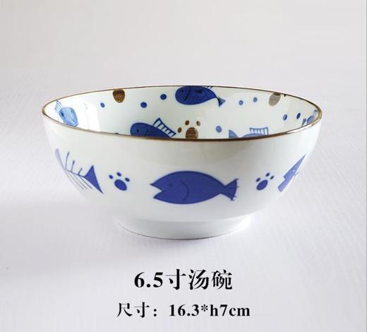 【居家日用】。原是家居 日式陶瓷手绘餐具 小馋猫系列 6.5寸大汤碗 家用 商品图6