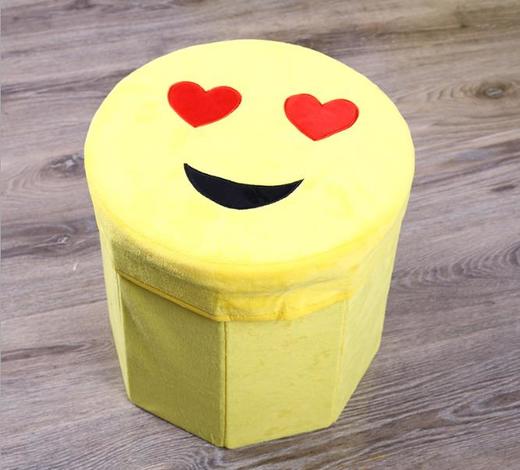 【居家日用】卡通笑脸高仿绒布八角凳 折叠储物凳 收纳凳 玩具儿童凳 商品图1