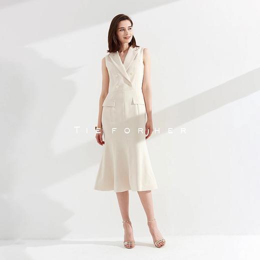 TL015米色/TL014藏青色鱼尾西装裙 商品图0