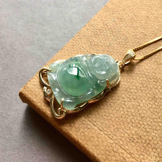 冰种飘阳绿翡翠站佛 商品图3