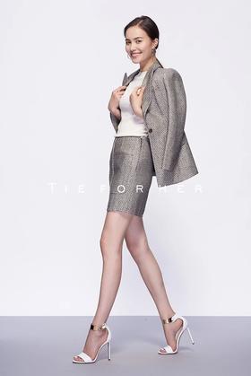 TF092  浅棕粗花呢气质套装