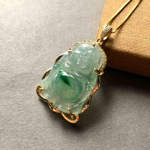 冰种飘阳绿翡翠站佛 商品图0